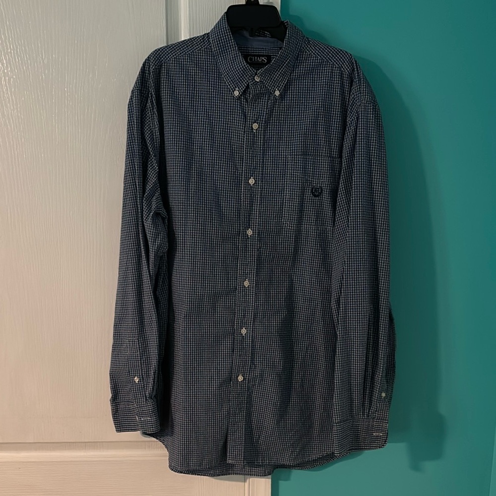 Chaps Men's Blue Checkered Shirt 2XLT